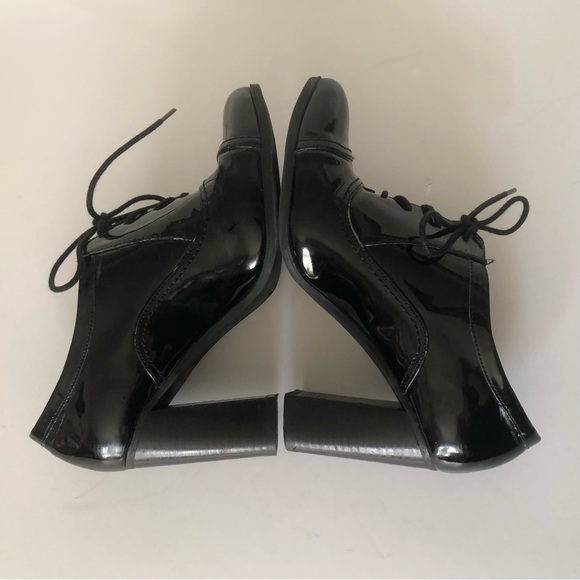 Nine West Faux Patent Leather Oxford Heels Black Size 9 Dark Academia Goth - Picture 7 of 11